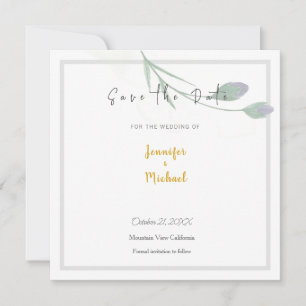 Wedding Gold Colour Calligrapy Script Save the Dat Invitation