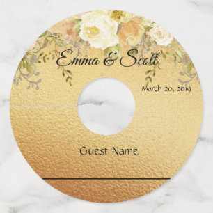 Wedding Gold Floral Marker Wine Glass Tags