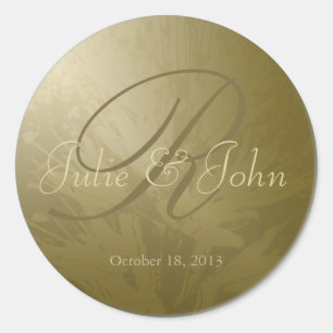 Wedding Gold Flowers Monogram - Sticker 1