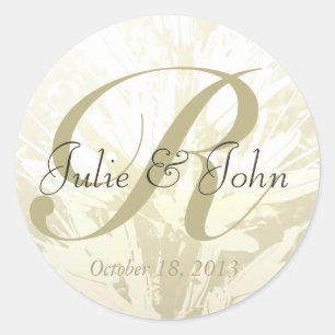 Wedding Gold Flowers Monogram - Sticker 6