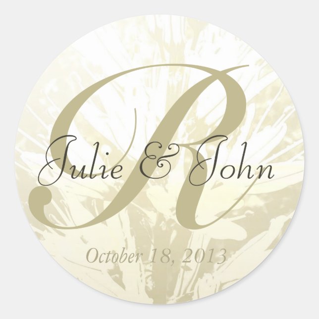 Wedding Gold Flowers Monogram - Sticker 6 (Front)