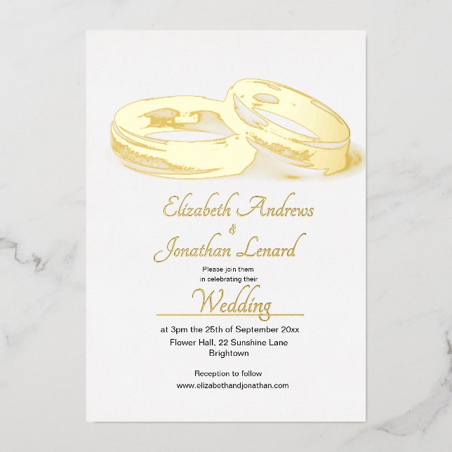 Wedding Gold Foil Elegant Rings  Simple  (Front)