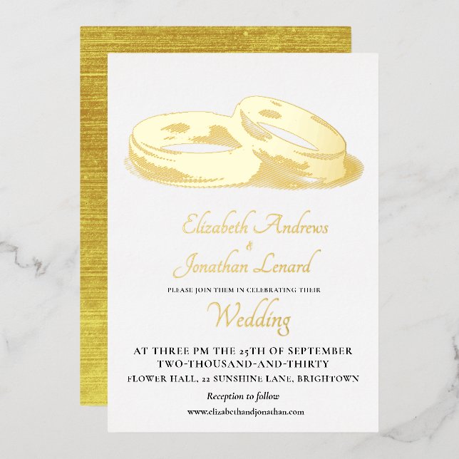 Wedding Gold Foil Simple Elegant Rings  (Front/Back)