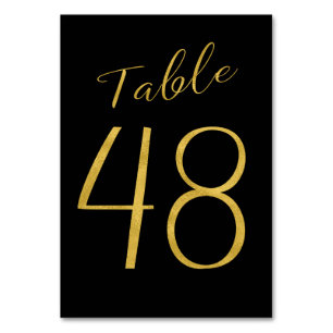 Wedding gold glitter black elegant table number