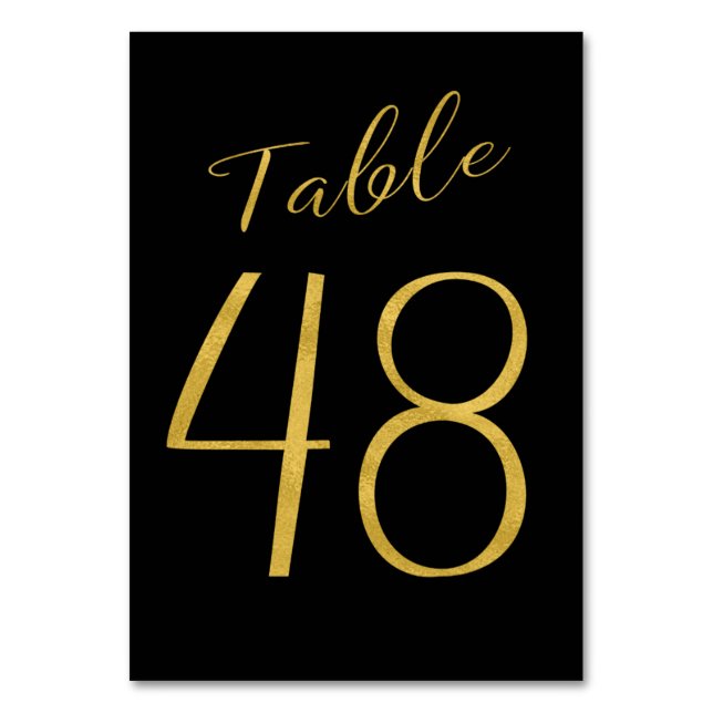Wedding gold glitter black elegant table number (Front)