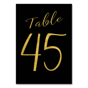 Wedding gold glitter black elegant table number