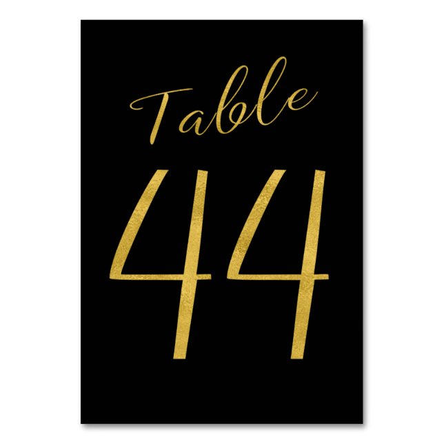 Wedding gold glitter black elegant table number (Front)