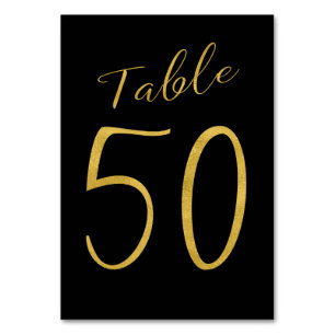 Wedding gold glitter black elegant table number
