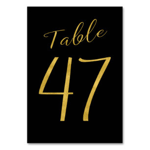 Wedding gold glitter black elegant table number