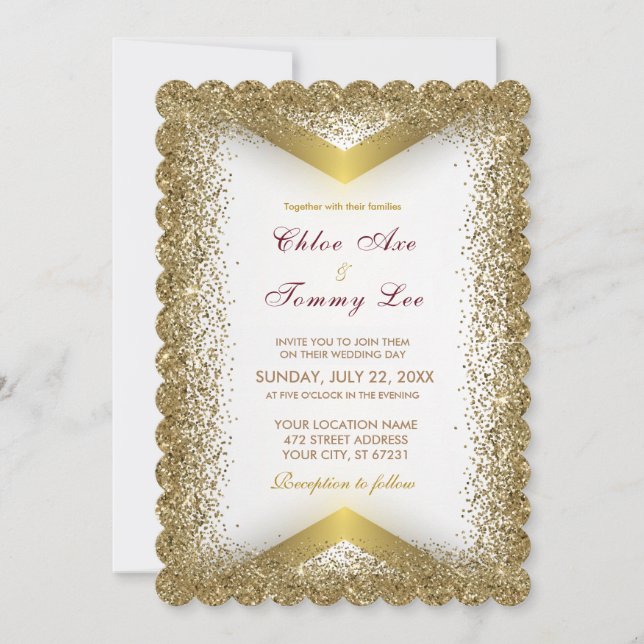 Wedding Gold Glitter Invitation (Front)