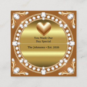 💍 Wedding Gold Heart Monogram Style 🌹 Enclosure Card