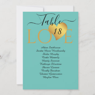 Wedding Gold Heart Table Number Seating Charts