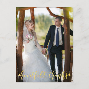 Wedding Gold HEARTFELT THANKS, Front/Back Photos Postcard
