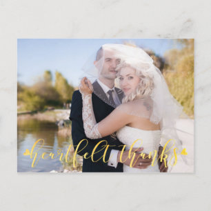 Wedding Gold HEARTFELT THANKS Front/Back Photos Postcard