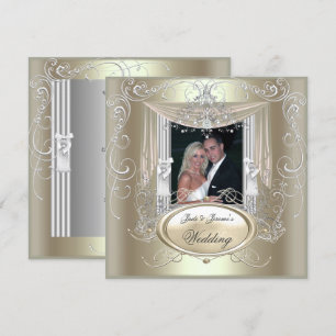 Wedding Gold Mint Silver Ornate Elegant Invitation
