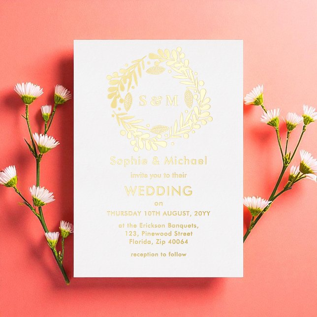 Wedding Gold Monogram Floral Wreath  (Creator Uploaded)