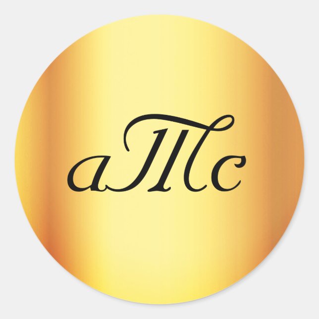 Wedding gold monogram initials luxurious  classic round sticker (Front)