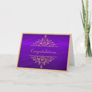 Wedding Gold Purple Congratulations Card