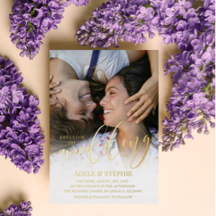 Wedding Gold Script Photo Double Sided