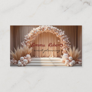 Wedding gold, silver and white balloons business card