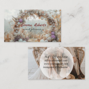Wedding gold, silver and white balloons business card