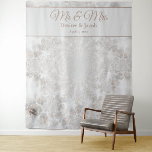 Wedding Gold Silver Elegant Photo Booth Backdrop Tapestry