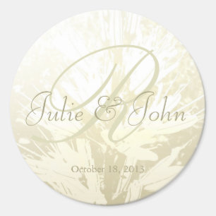 Wedding Golden Flowers Monogram - Sticker 2