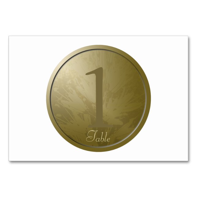 Wedding Golden Flowers Personalised Table Card 1 (Front)