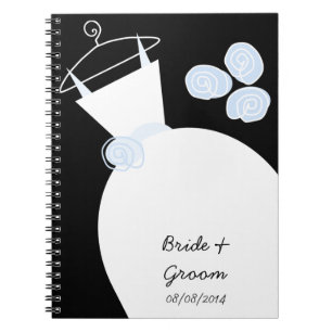 Wedding Gown Blue 'Bridal and Groom' black Notebook