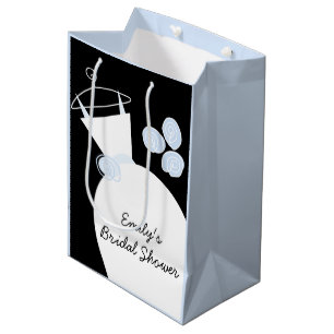 Wedding Gown Blue Bridal Shower black pastel med Medium Gift Bag
