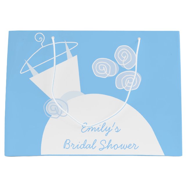 Wedding Gown Blue Bridal Shower large Large Gift Bag (Front)