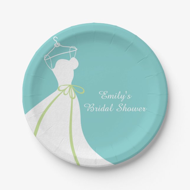 Wedding Gown, Blue, Bridal Shower Paper Plate (Front)