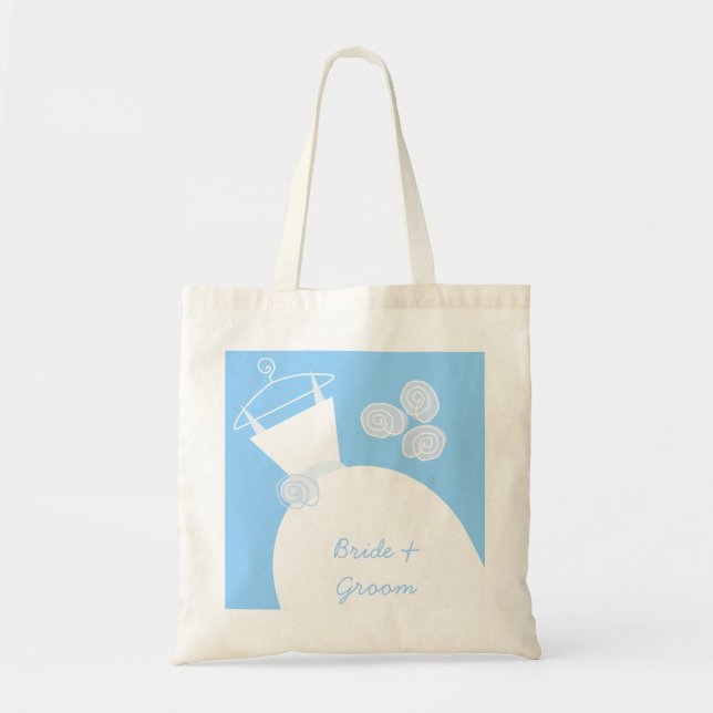 Wedding Gown Blue 'Bride and Groom' Tote Bag (Front)