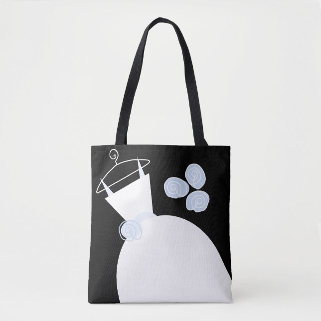 Wedding Gown Blue Bride black back Tote Bag (Front)
