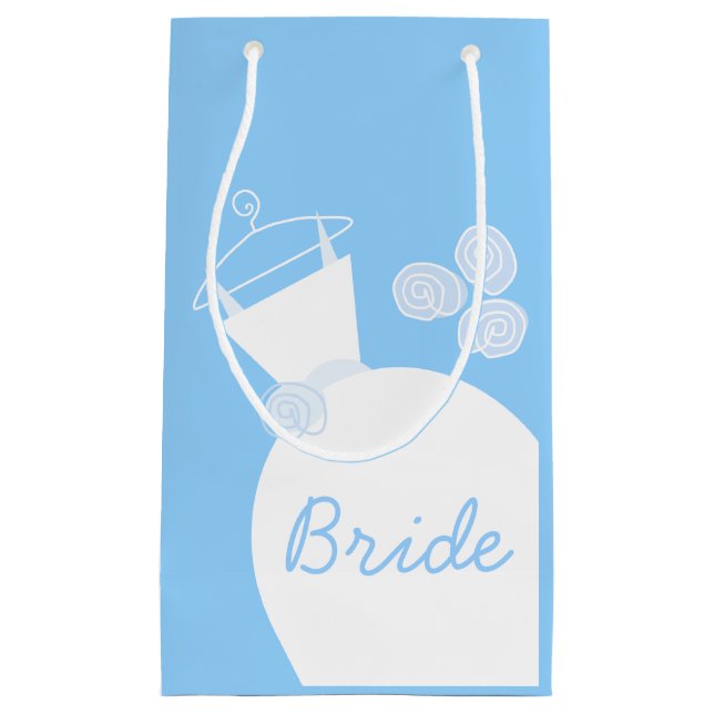 Wedding Gown Blue Bride small Gift Bag (Front)