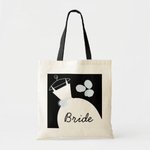 Wedding Gown Blue 'Bride' tote bag black
