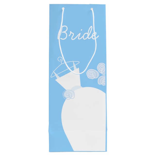 Wedding Gown Blue Bride wine Wine Gift Bag (Back)