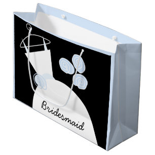 Wedding Gown Blue Bridesmaid black pastel large Gift Bag