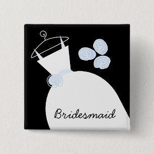 Wedding Gown Blue 'Bridesmaid' black square 15 Cm Square Badge
