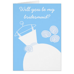 Wedding Gown Blue 'Bridesmaid' card front text