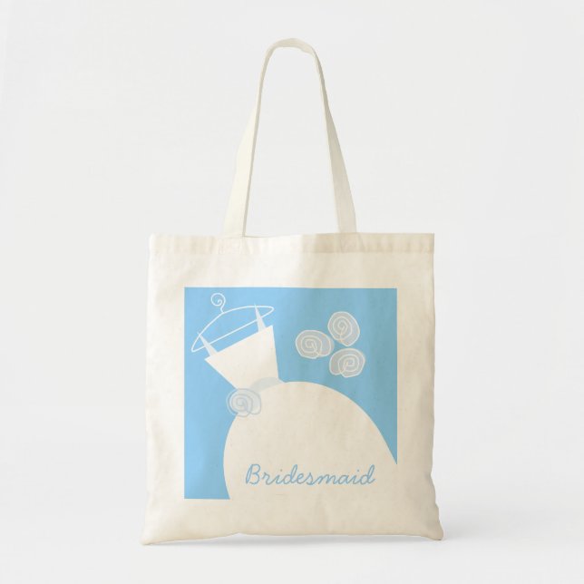 Wedding Gown Blue 'Bridesmaid' Tote Bag (Front)