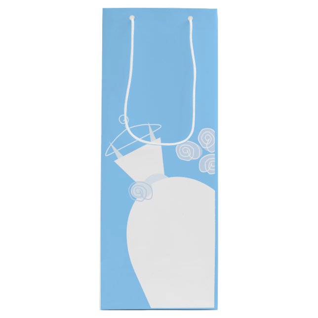Wedding Gown Blue gift bag wine (Front)
