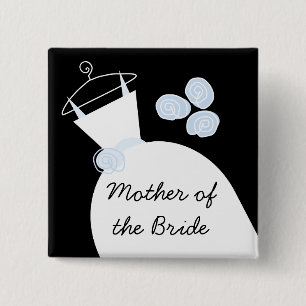 Wedding Gown Blue Mother of the Bride black square 15 Cm Square Badge