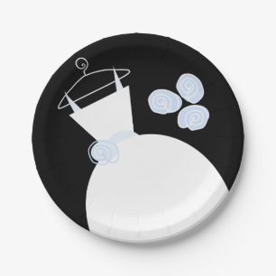 Wedding Gown Blue paper plate black
