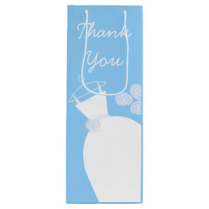 Wedding Gown Blue Thank You wine Wine Gift Bag