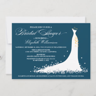 Wedding Gown Bridal Party Invitation (navy)