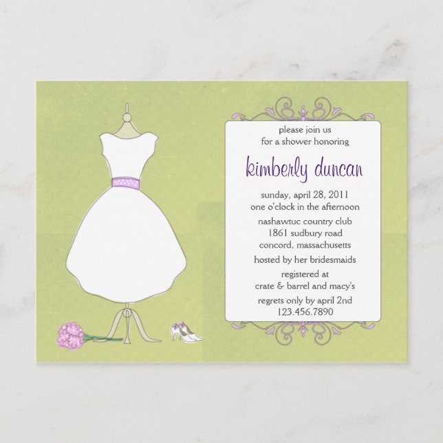 Wedding Gown Bridal Shower Invite (Front)