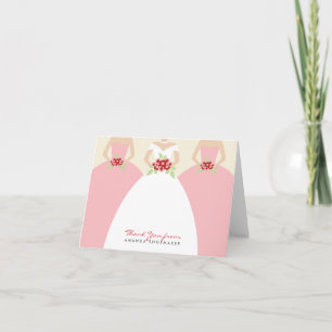 Wedding Gown Bridal Shower Thank You Card (pink)