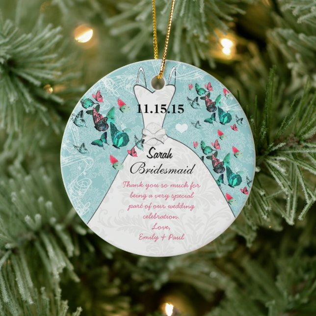 Wedding Gown Bridesmaid Butterfly Choose Colour Ceramic Tree Decoration (Tree)