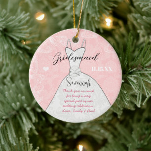 Wedding Gown Bridesmaid Choose Background Color Ceramic Tree Decoration